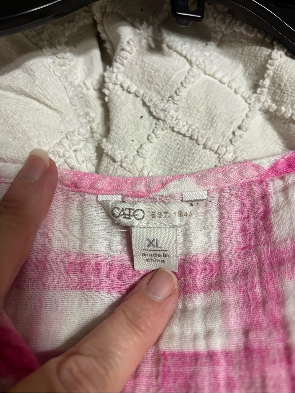 Cato Pink and White Plaid V-Neck Dress with Flutter Sleeves XL - Picture 3 of 6